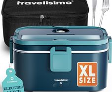 Extra Large Heated Lunch Box Holds up to 1.8L 80W Electric Lunch Box, Stainless Steel Heated Lunch Boxes for Adults 3 in 1 for Car, Electric Lunchbox 12V/24V/230V Self Heating Lunchbox