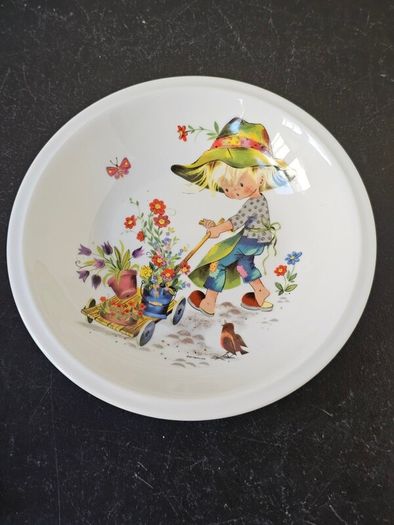Vintage  Porcelain Child   Plate  Little Gardener