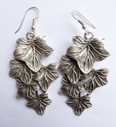 Poison ivy leaf earrings silver plated oxidized ivy leaf jewelry poison ivy antique look large silver