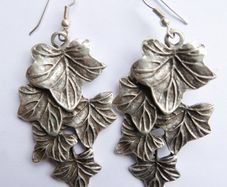 Poison ivy leaf earrings silver plated oxidized ivy leaf jewelry poison ivy antique look large silver