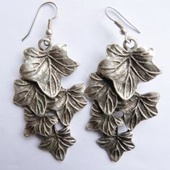 Poison ivy leaf earrings silver plated oxidized ivy leaf jewelry poison ivy antique look large silver