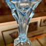 Vintage Art Deco Light Blue Pressed Glass Trumpet Vase made in Czechoslovakia 1930s Image 9