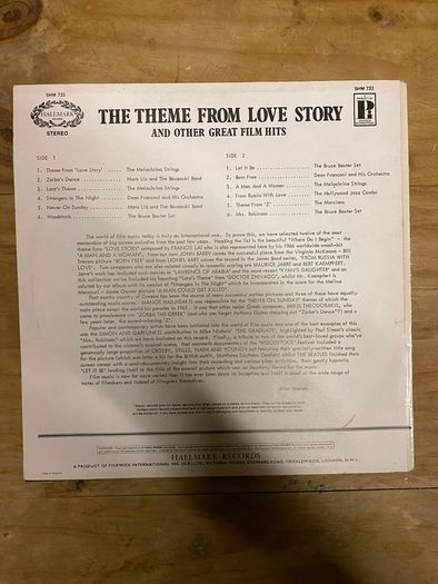 Vintage Vinyl LP The Theme from the Love Story and Other Great Film Hits 1971