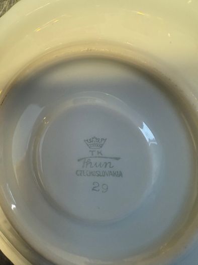 Gold Lustre white mini teacups and sauces by TK Thun Czechoslovakian