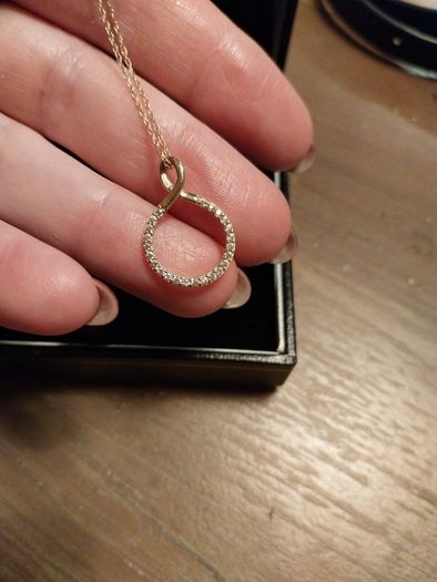 9ct Gold Twisted Circle Pendant Necklace with Cubic Zirconia Stones