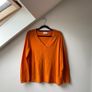 White Stuff Naria Organic Cotton Linen Blend VNeck Jumper / Sweater Vibrant Orange Size 16 Image 3