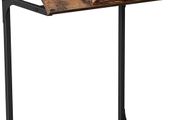 Side Table Laptop Table with Adjustable Surface Sofa Table Bedroom Living Room Simple Assembly Steel Frame Industrial Style Vintage Brown Black