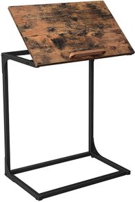 Side Table Laptop Table with Adjustable Surface Sofa Table Bedroom Living Room Simple Assembly Steel Frame Industrial Style Vintage Brown Black