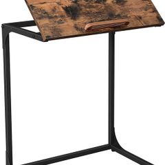 Side Table Laptop Table with Adjustable Surface Sofa Table Bedroom Living Room Simple Assembly Steel Frame Industrial Style Vintage Brown Black