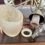 1980s Vintage Antique Brass Stylish 5 Arm Opaque Marble Effect Ceiling Lights Image 8