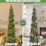 6FT/1.8M Pop Up Tinsel Christmas Tree with 100 Timer Lights & Remote, Collapsible Artificial Pencil Tree Xmas Decoration for Home, Office, Party, USB Powered, Easy Assembly Image 3