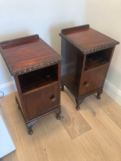 Antique Bedside Lockers - Pair - Mahogany