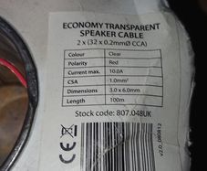 Economy transparent speaker cable 2x(32x0.2mm) 50M
