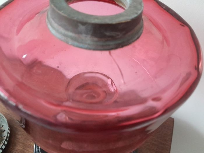 Antique Cranberry Oil Lamp Base Spare