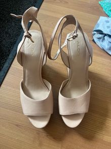 Once worn Aldo leather nude wedges cork wedge