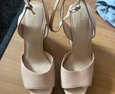 Once worn Aldo leather nude wedges cork wedge