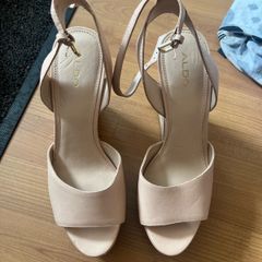 Once worn Aldo leather nude wedges cork wedge