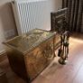 Vintage Brass Fireplace Companion Set & Coal Box Image 2