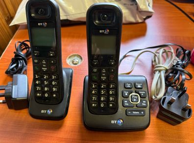 BT Essential Cordless Telephone Black Twin Handset