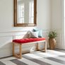Red Velvet Tufted Wooden Bench 100x40cm Image 2