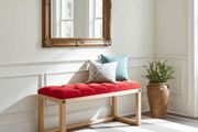 Red Velvet Tufted Wooden Bench 100x40cm