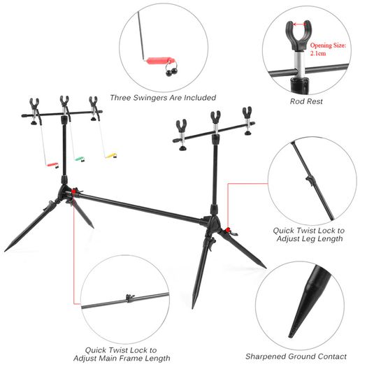 BRAND NEW Adjustable Retractable Carp Fishing Rod Pod Stand Holder Fishing Pole Pod Stand Fishing Tackle Fishing Accessory