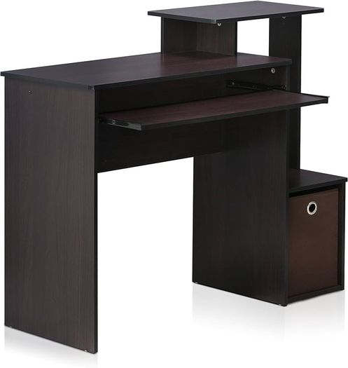 FREE P&P Multipurpose Home Office Computer Writing Desk, Computer Desk, Study Desk, w/Bin, Dark Walnut, 100.1 (W) x 86.6 (H) x 39.9 (D) cm