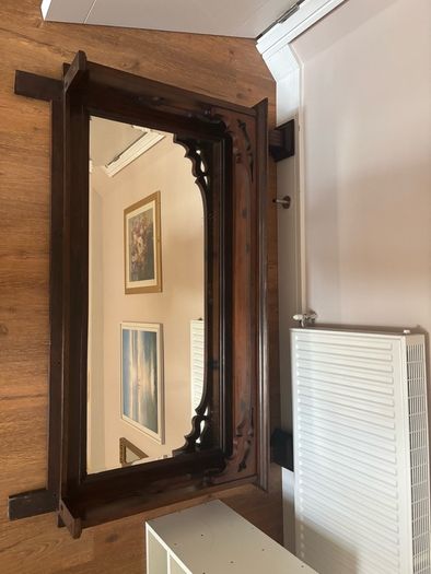 Mirror mantel - dark brown wood