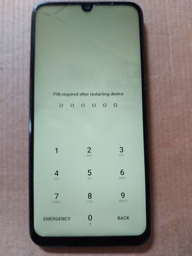 HUAWEI P Smart (2020), Model POT-LX1A, has Pin Lock and small scratch at very top of screen, for parts or repair