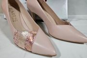Emis new collection court pink medium heel leather shoes UK 6.5 EU 40 new &amp; boxed