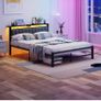 5ft Upholstered Bed Frame Kingsize with Charging Station and LED Lights Image 6