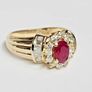 GENUINE 14k Oval Ruby Diamond Accent Halo Ring Sz 5.25 Image 3