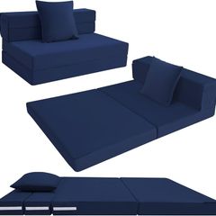 Folding Mattress Double, High Density Foam Fold Out Sofa Chair Z Bed, Foldable Floor Futon Mattress, Floor Lounger Guest Sofa Bed Folding Couch for Sleeping, Travel, 12cm thick