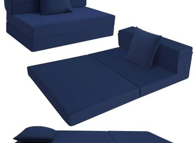 Folding Mattress Double, High Density Foam Fold Out Sofa Chair Z Bed, Foldable Floor Futon Mattress, Floor Lounger Guest Sofa Bed Folding Couch for Sleeping, Travel, 12cm thick