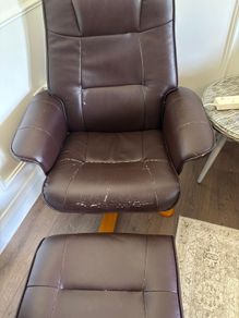 Leather armchair and foot rest
