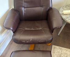 Leather armchair and foot rest