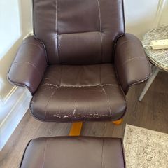 Leather armchair and foot rest
