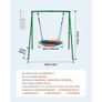 Swing Set for Backyard, 100 cm Saucer Swing Seat with Heavy Duty A-Frame Metal Stand, 199.6 kg Load Capacity, Reinforced with Spiral Ground Anchors, Swingset Outdoor for Kids, Green and Colorful Image 8