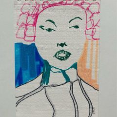 Original Art Figurative Girl Line Drawing Pop Art