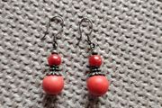 Red Drop Earrings- silver 925