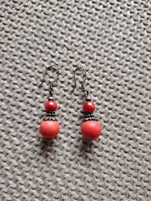 Red Drop Earrings- silver 925