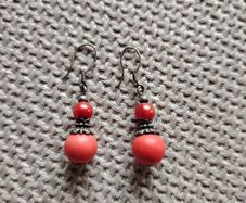 Red Drop Earrings- silver 925