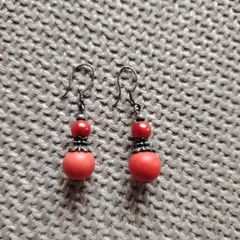 Red Drop Earrings- silver 925