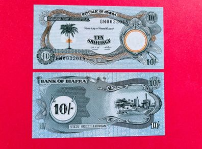 Biafra  10/ Shillings  1968   Pick  4a   .( Uncirculated )