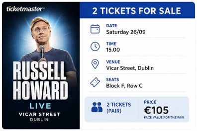 Russell Howard tickets x 2