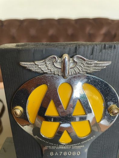 Classic AA Automotive Association Car Members Badge Mid 20th Century 1957 to 1959