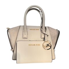 Michael Kors Avril Small Leather And Suede Satchel With Leather Wallet Set