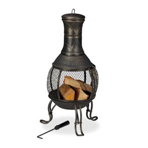 Chimenea with fire grate Aztec stove for garden gold