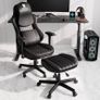 Height Adjustable Under Desk Footrest,Ultra Soft Padded Roller Seat PU Leather Low Round Rolling Stool Floor Stool with Wheels,Ideal for Office Salon Massage Pedicure,Black Image 9