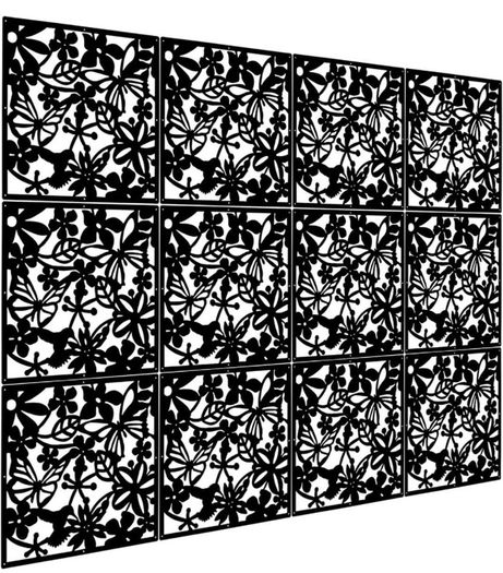 DIY Room Divider Screens Made of Environmentally PVC, Simple and Modern Hanging Panel Screen for Decorating Bedding, Dining, Study and Sitting-Room, Hotel, Bar and School - Black 12 Pack (FREE POSTAGE)